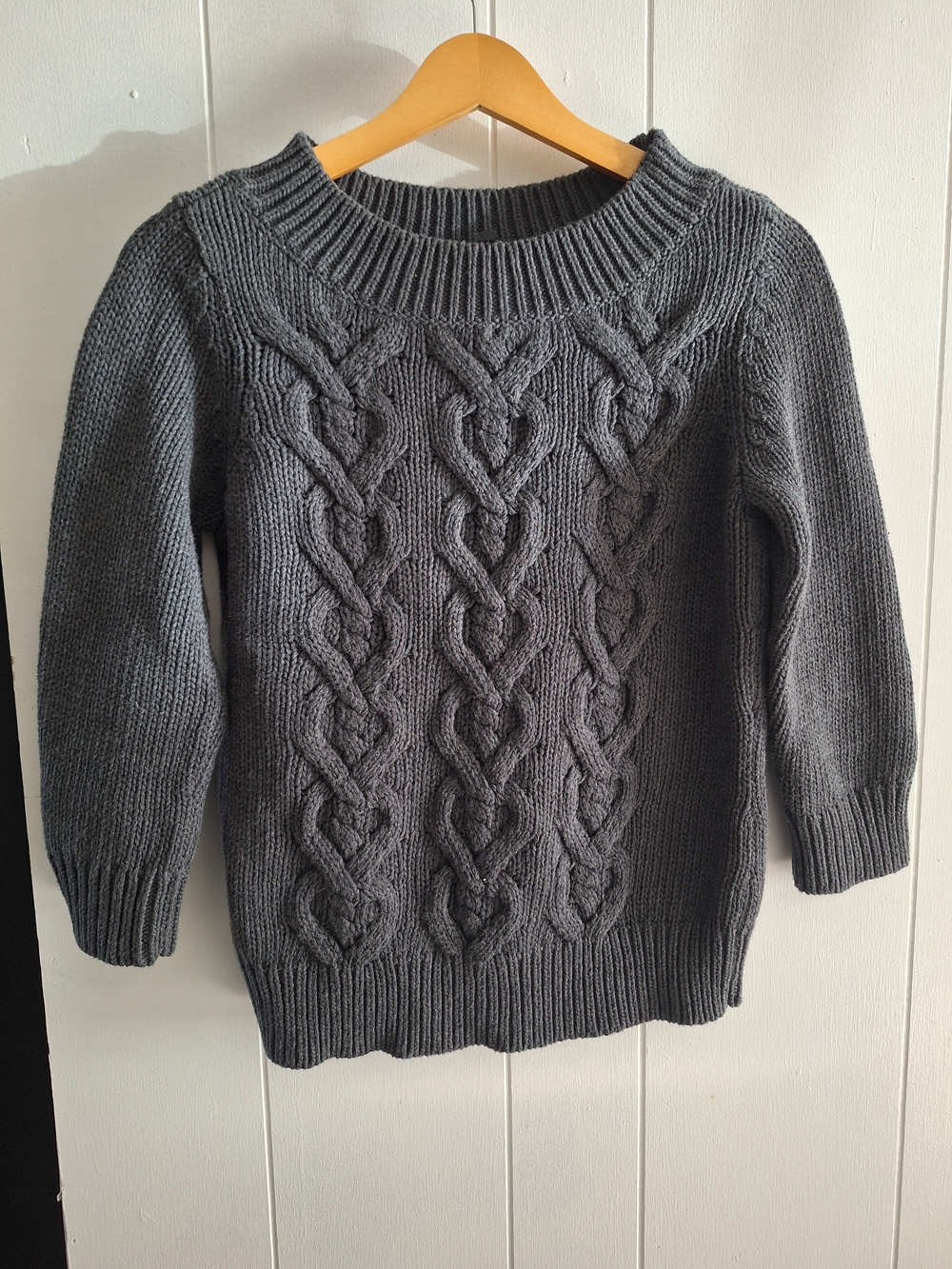 Talbots Charcoal Cable-Knit Crewneck Sweater